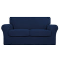 Easy-Going 3 Pieces Stretch Couch Cover Sofa Cover For Dogs Washable Sofa Slipcover For 2 Separate Cushion Couch Spandex Jacquard Fabric Elastic Furniture Protector For Pets, Kids (Navy, Loveseat)
