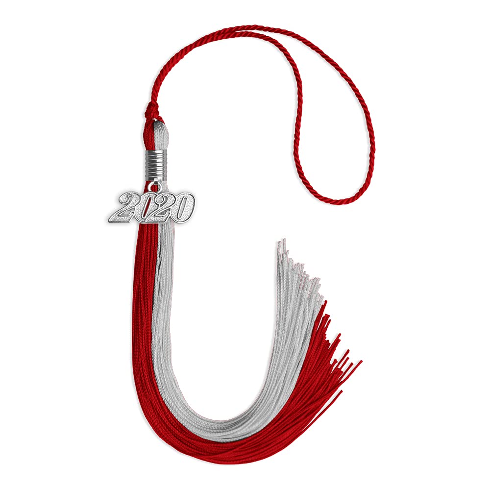 Endea Graduation Double Color Tassel with Silver Date Drop (Red/Grey, 2020)