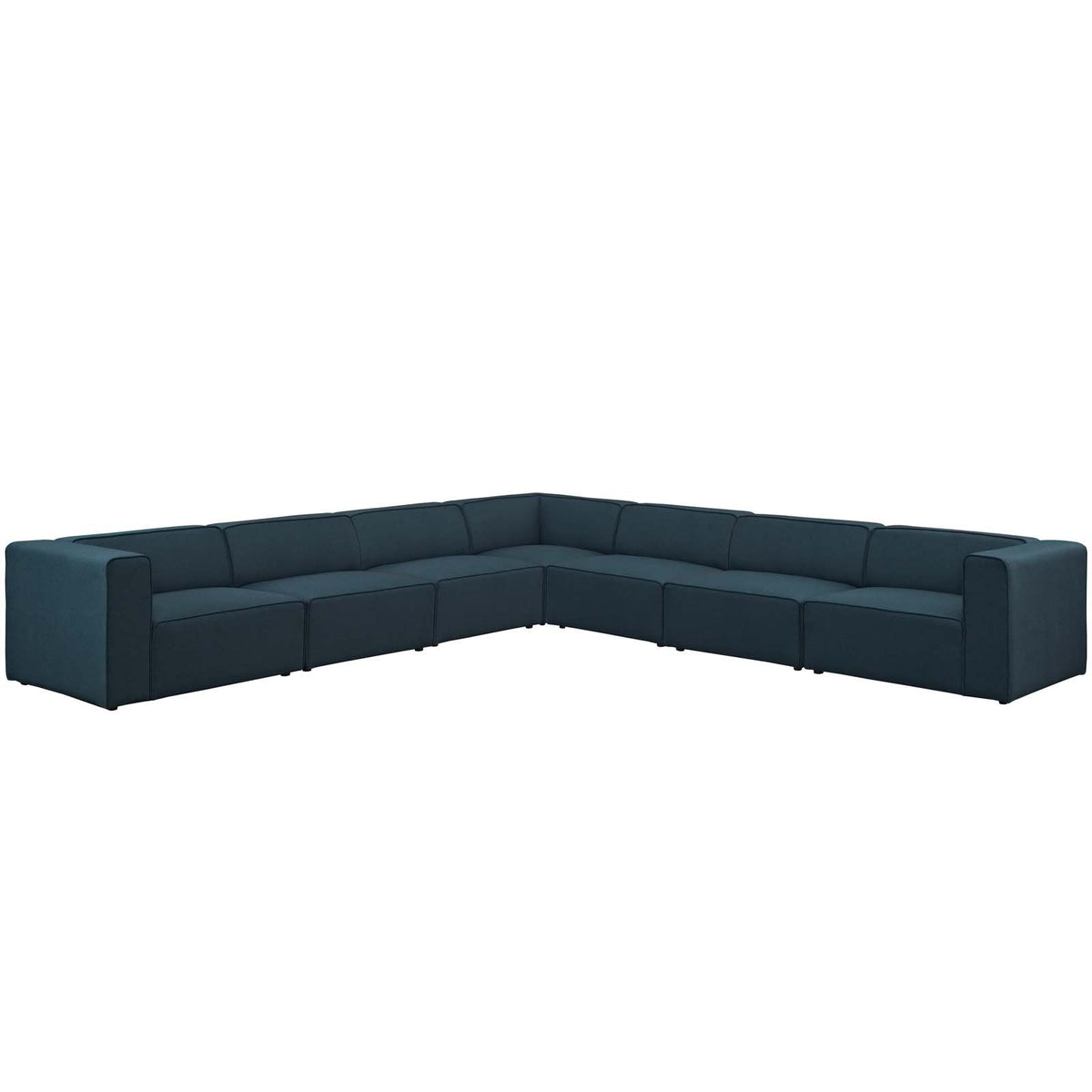 Modway Mingle Contemporary Modern 7Piece Sectional Sofa Set In Blue