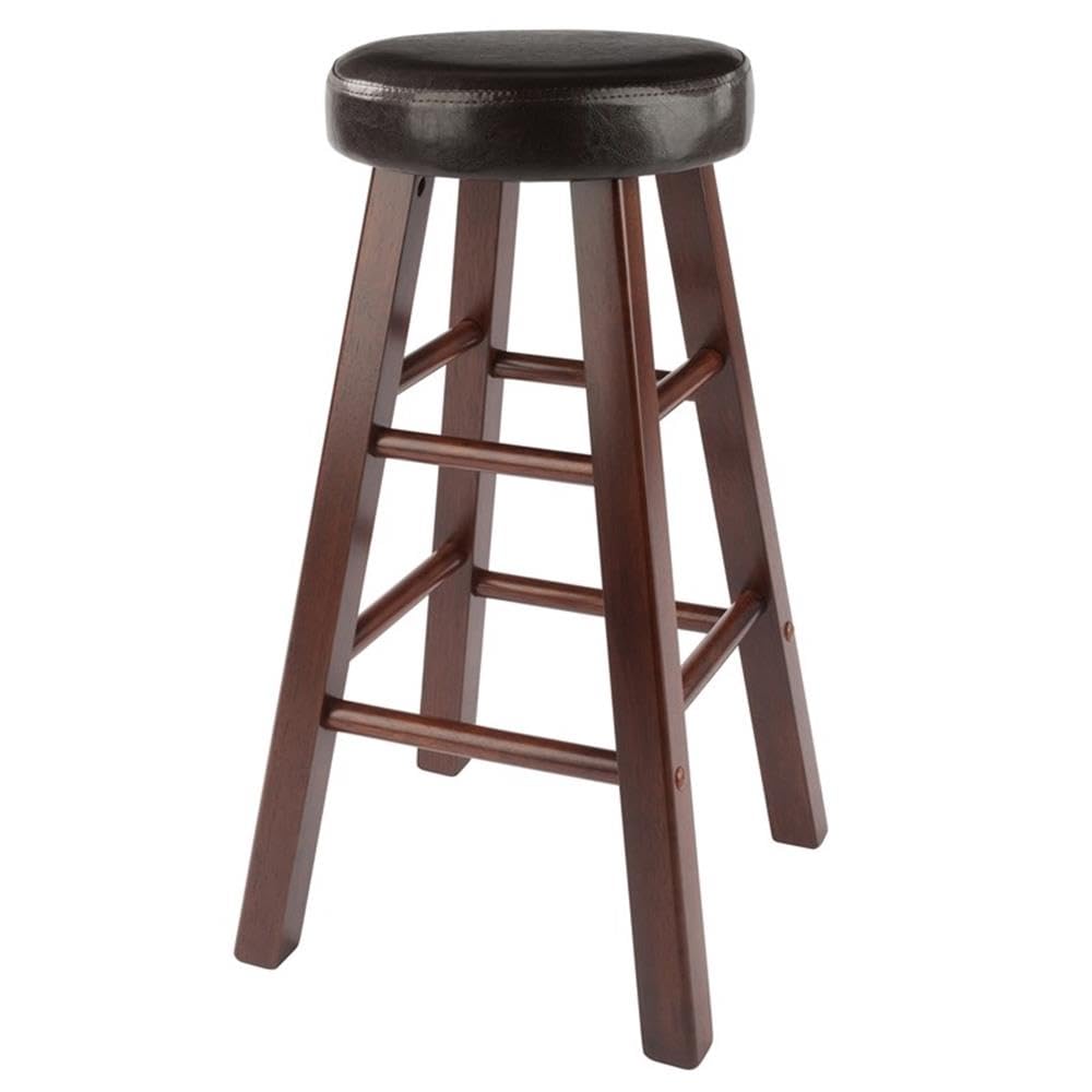 Winsome Maria 2-Piece Counter Stool Set, 25In Height, Faux Leather Cushion Seat, Walnut Finish