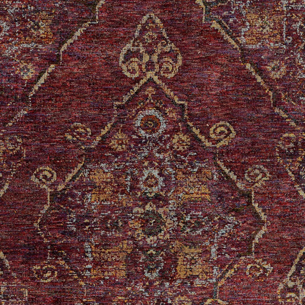 HomeRoots 510046 8 x 10 ft. Red & Gold Oriental Power Loom Stain Resistant Rectangle Area Rug