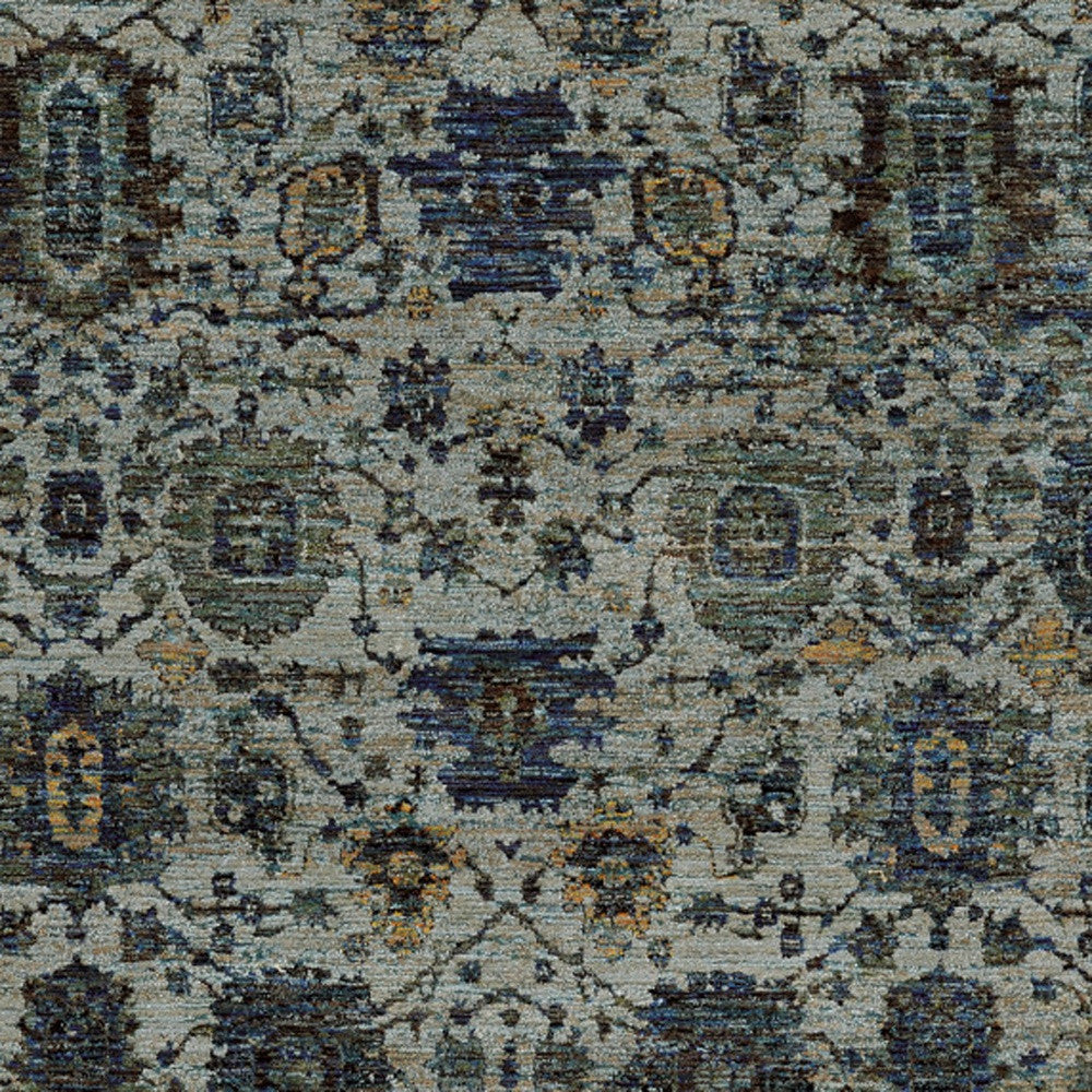 HomeRoots 510067 10 x 13 ft. Blue & Navy Oriental Power Loom Stain Resistant Rectangle Area Rug