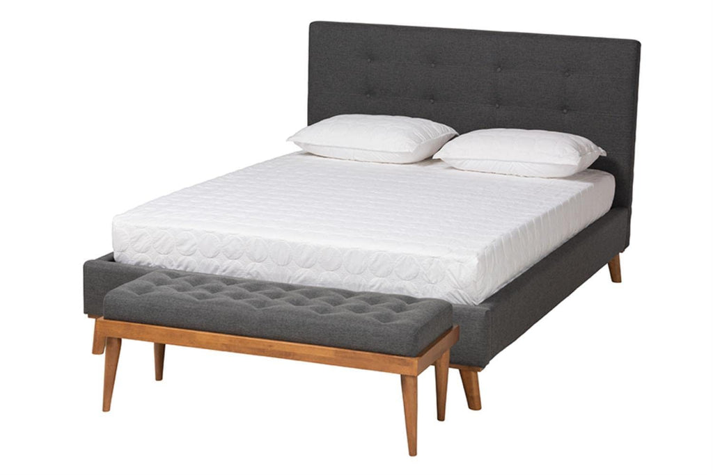 Baxton Studio Valencia Dark Grey Fabric Upholstered Queen Size Bedroom Set