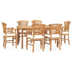 vidaXL Solid Teak Wood Patio Dining Set with Cushions 7 Piece Wooden Garden Outdoor Balcony Backyard Terrace Table Chair Dinner Furniture