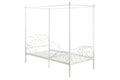 DHP Metal Canopy Kids Platform Bed with Four Poster Design, Scrollwork Headboard and Footboard, Underbed Storage Space, No Box S