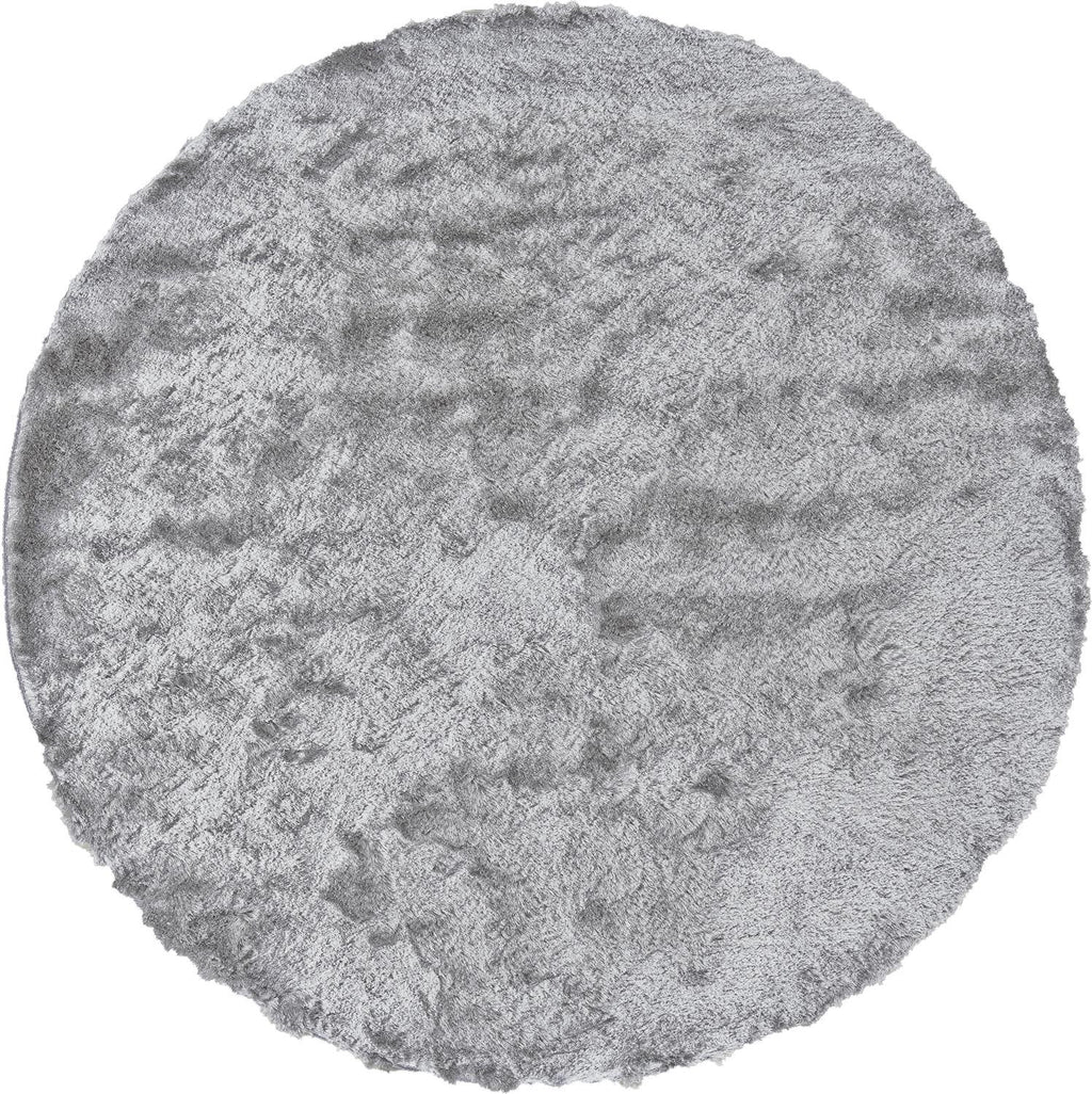HomeRoots 510995 10 ft. Gray & Silver Shag Hand Tufted Handmade Round Area Rug