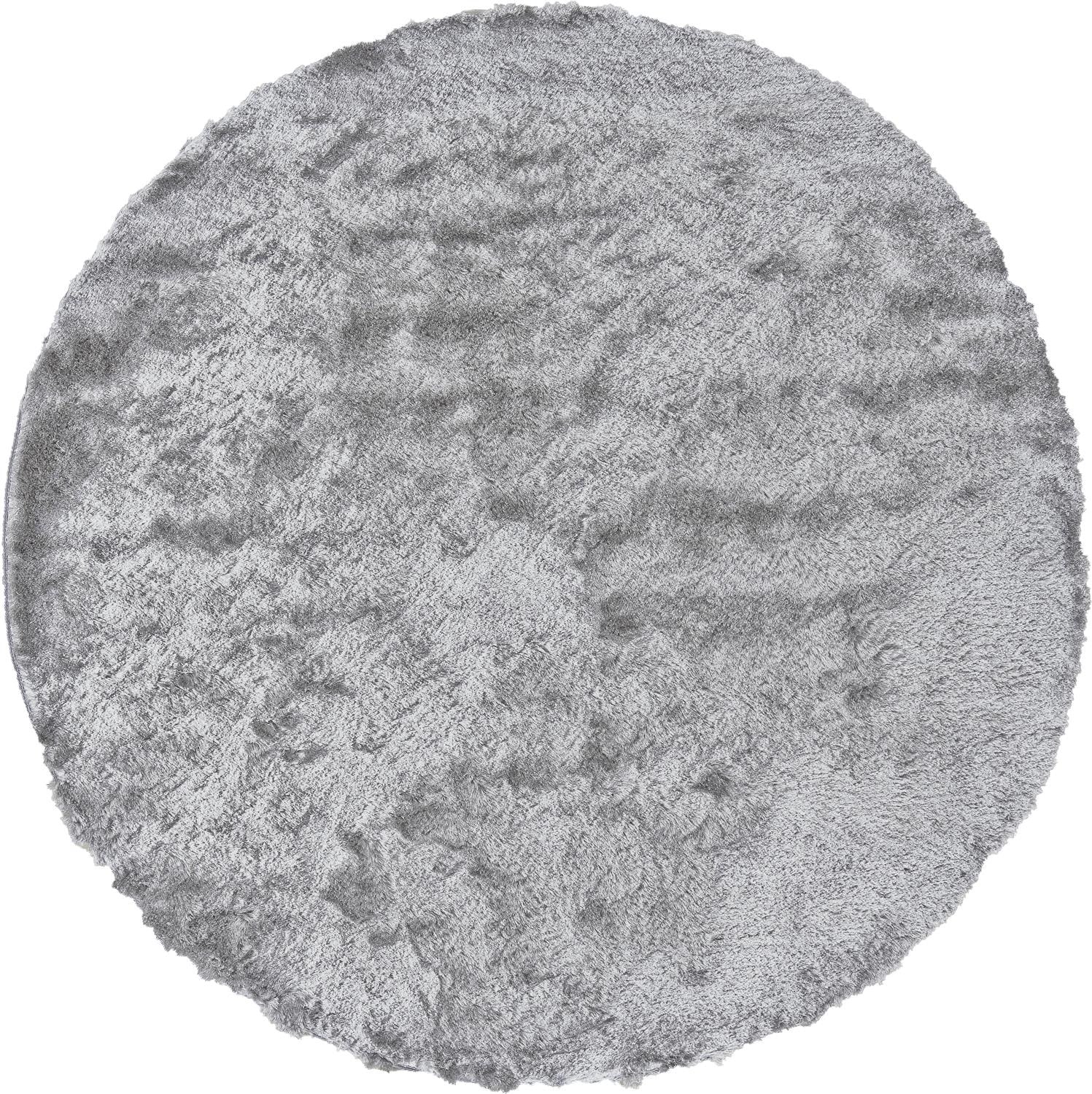 HomeRoots 510995 10 ft. Gray & Silver Shag Hand Tufted Handmade Round Area Rug