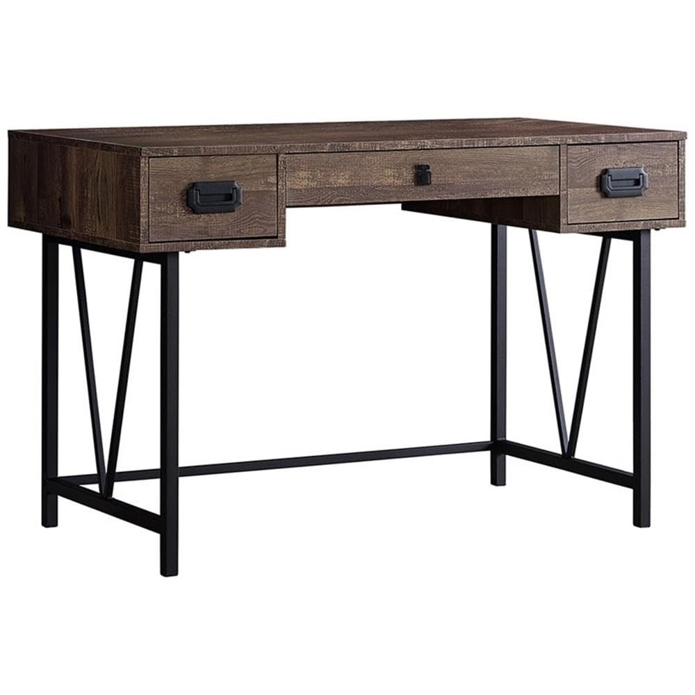 Monarch Specialties Computer Desk Home Office Laptop Storage Drawers 48' L Work Metal Brown
