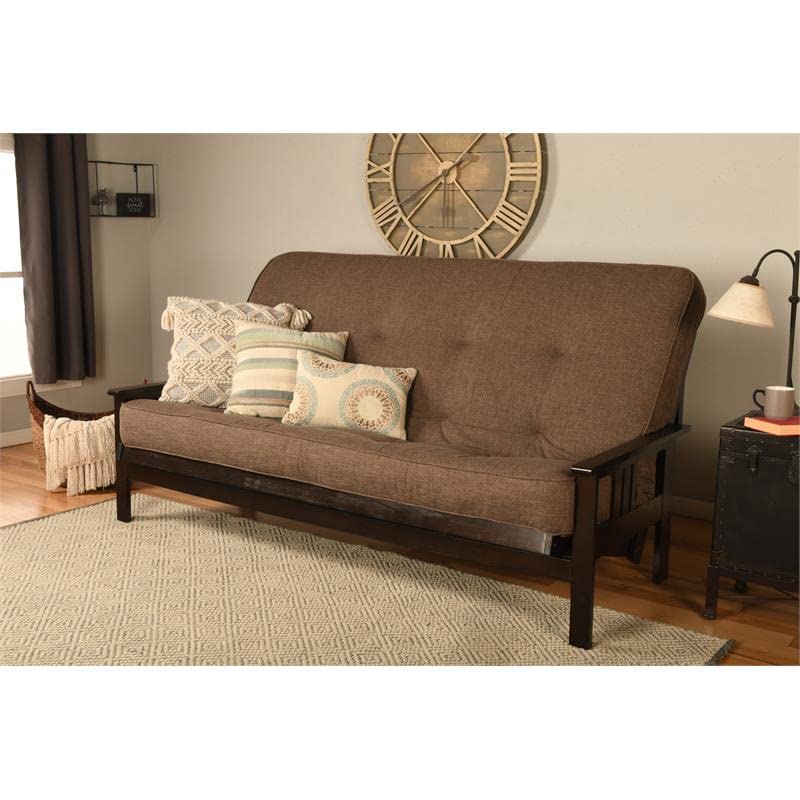 Kodiak Furniture Monterey Queen-Size Espresso Wood Futon-Linen Cocoa Mattress