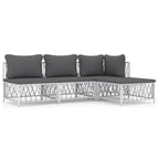vidaXL 4-Piece Lounge Set - Modern White and Dark Gray Patio Sofa Set with Woven Fabric and Powder-Coated Steel Frame, Ideal for Garden and Outdoor Spaces