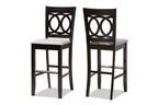 Baxton Studio Carson Gray Upholstered Espresso Wood 2-Piece Bar Stool Set