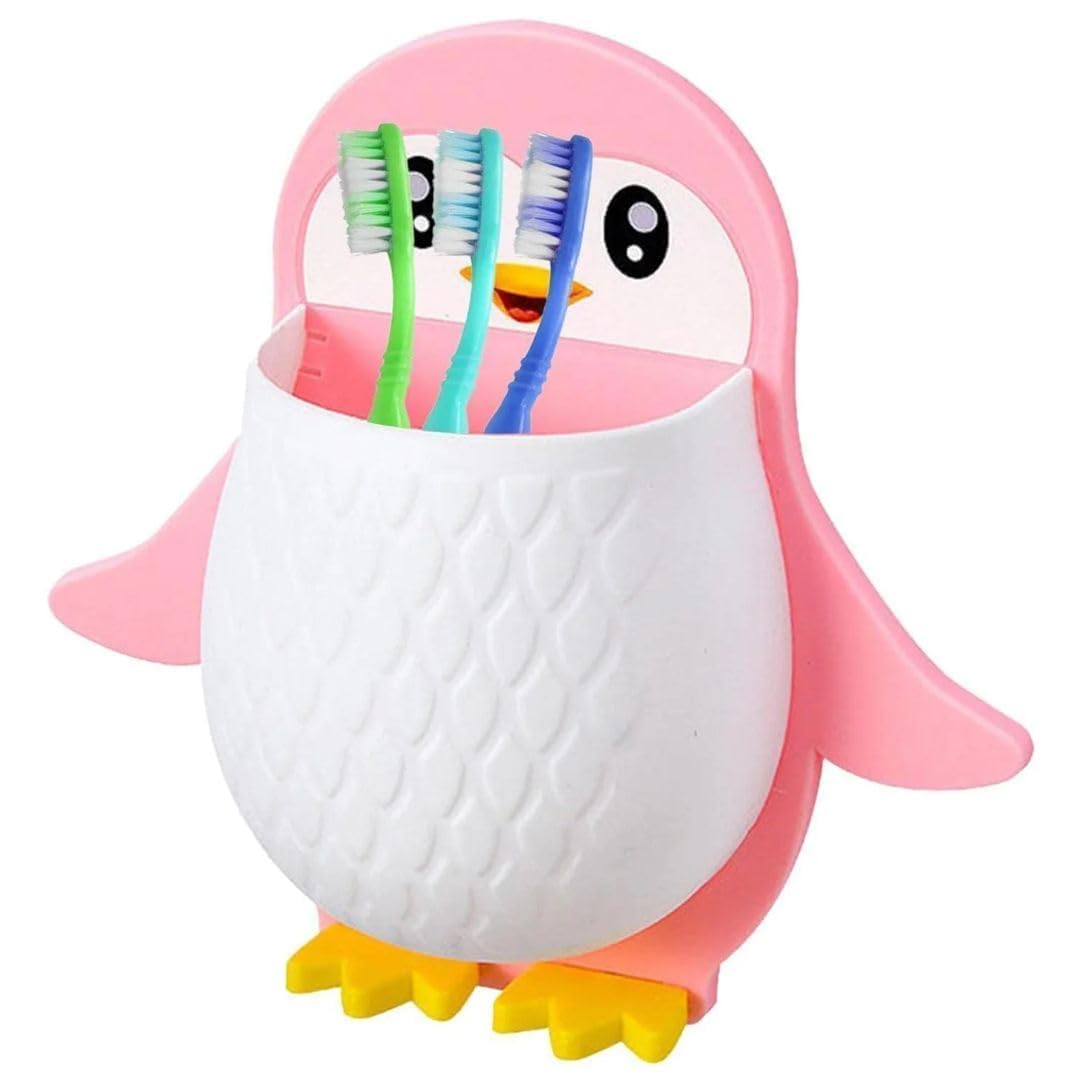 Ayontra Enterprise Penguin Wall Mounted Toothbrush Holder,Plastic Wall Mounted Self Adhesive Brush Holder,Toothpaste, RazorShave