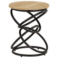 vidaXL Industrial End Table with Solid Mango Wood Round Top, Iron Legs, Vintage, Fully Handmade, Polished and Lacquered, Ideal a