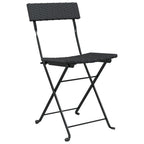 vidaXL 3 Piece Folding Bistro Set - Weather-Resistant Black Poly Rattan, Powder-Coated Steel Frame, Compact and Portable Outdoor Dining Furniture