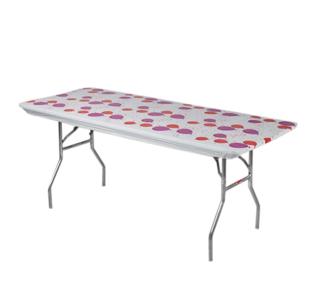 Kwik-Covers 6' Rectangle Plastic Table Covers 30' X 72', Bundle Of 5 (Celebration)