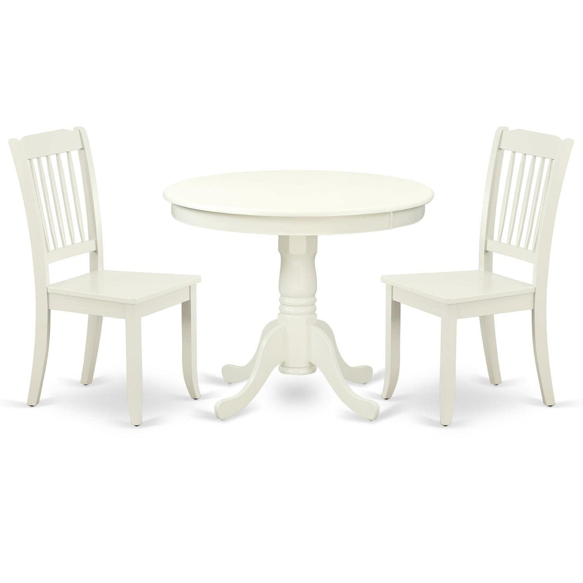 East West Furniture Anda3-Lwh-W Antique 3 Piece Set Contains A Round Kitchen Table With Pedestal And 2 Dining Room Chairs, 36X36 Inch