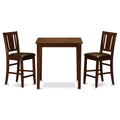 East West Furniture VNBU3-MAH-LC 3 Piece Counter Height Dining Set for Small Spaces Contains a Square Wooden Table and 2 Faux Leather Upholstered Chairs, 36x36 Inch, Mahogany