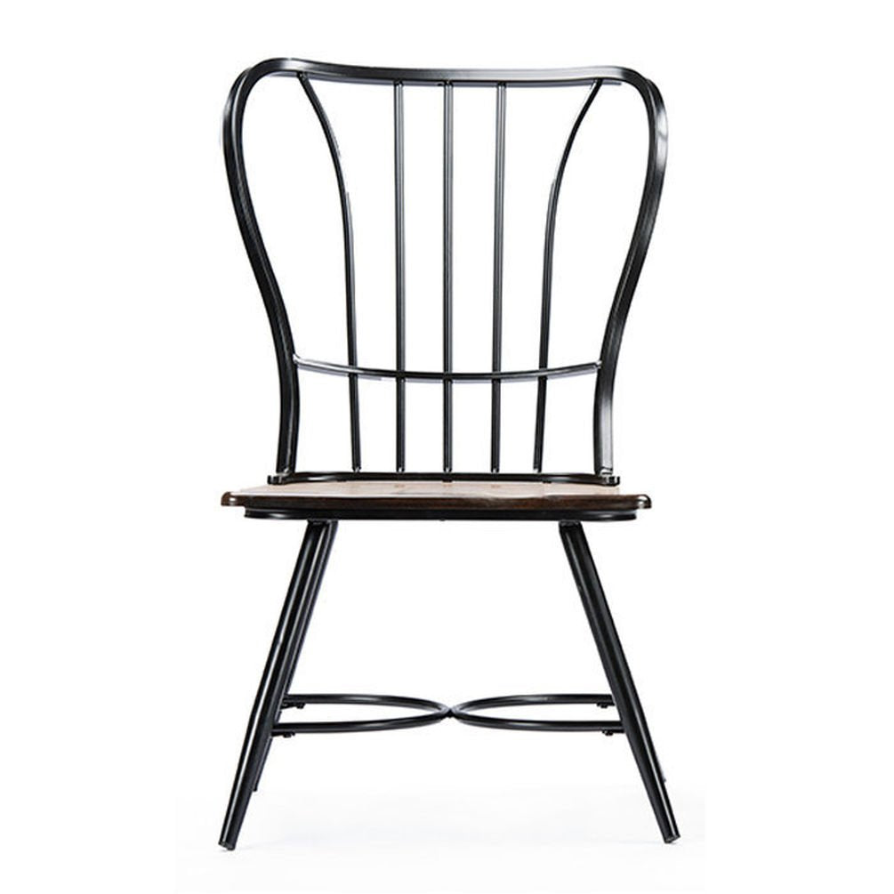Baxton Studio Longford Dark Walnut Wood And Black Metal Vintage Industrial Dining Chair