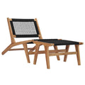 vidaXL Outdoor Comfortable Sun Lounger with Detachable Footrest, Solid Teak Wood with Unique Rope Design, Durable and Weather Re