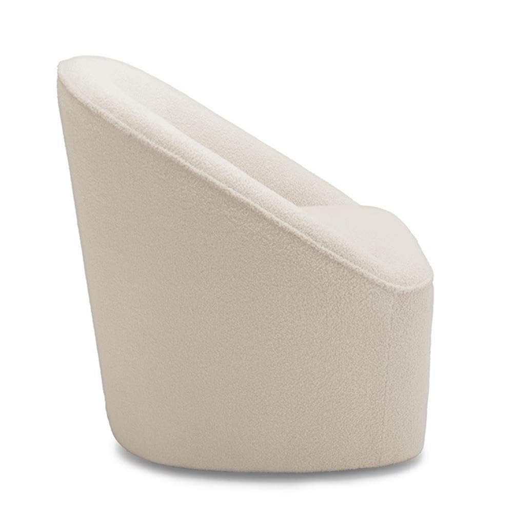 Comfort Pointe Andria Milky White Textured Polyester Boucle Fabric Swivel Accent Chair