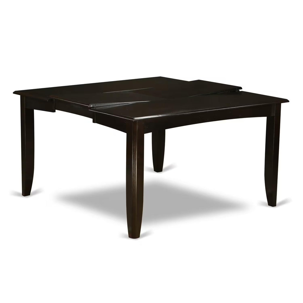East West Furniture PFCA6-CAP-LC 6 Piece Dining Table Set Contains a Square Dining Room Table with Butterfly Leaf and 4 Faux Leather Upholstered Chairs with a Bench, 54x54 Inch, Cappuccino