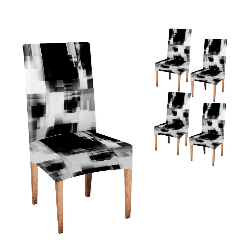 Capsceoll Art Abstract Monochrome Blackand White Dining Chair Covers Set Of 4,Removable Washable Parson Chair Covers For Dining Room,Living Room,Kitchen