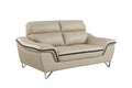 HomeRoots 36 Contemporary Beige Leather Loveseat