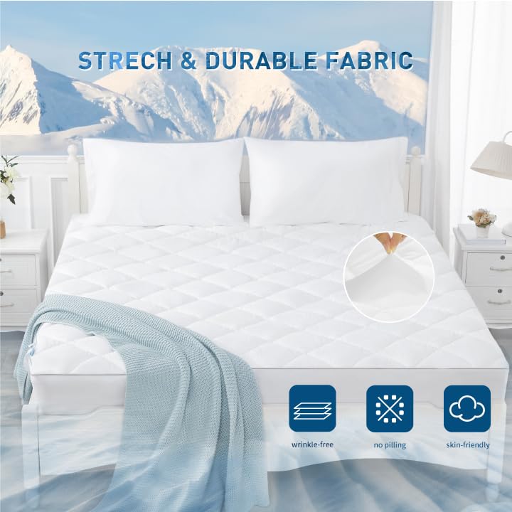 Sunflower Cooling Quilted King Mattress Protector, Mattress Pad King Chill Soft, King Mattress Cover, 18-22' Extra Deep Pocket Thin Version, Machine Washable Durable