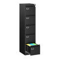 MIIIKO 5 Drawer File Cabinet, Black Vertical Filing Cabinets with Lock, Home Office File Folders Storage Cabinet for Letter Lega