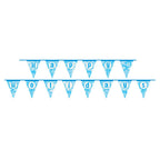 Snowflake Happy Holidays Paper Flag Banner - 14 Ft, Blue, 1 Pc