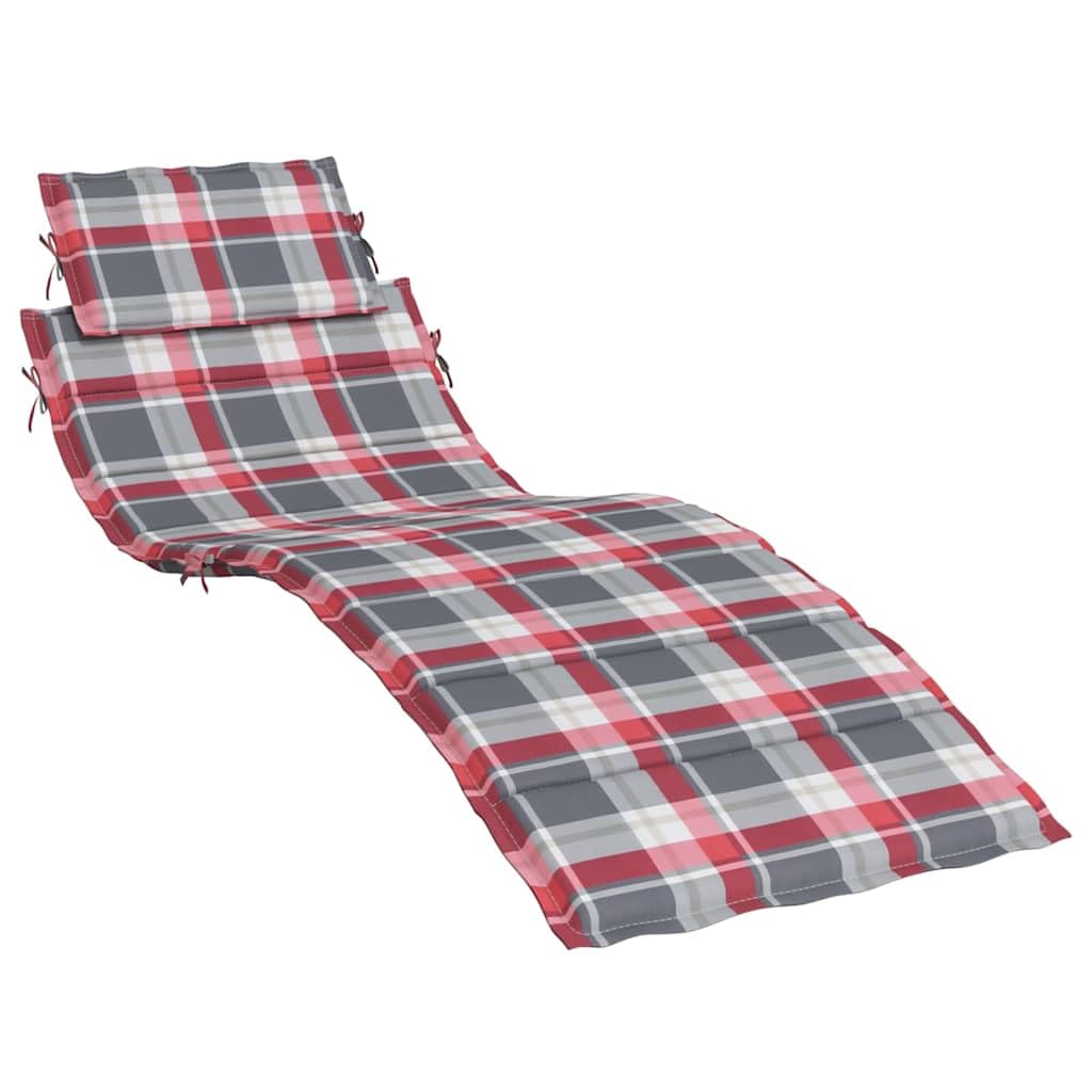 vidaXL Outdoor/Indoor Oxford Fabric Sun Lounger Cushion, Foam Filled for Superior Comfort, Water and Dirt-, Red Check Pattern, R