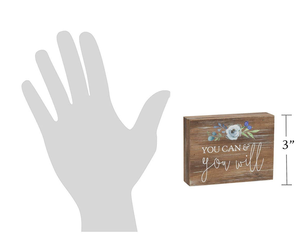 Inspirational Wood Grain Mini Block Sign, 4' (You Can & You Will)
