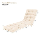 Chair, 72    X 22    X Chaise Lounge W/4 String Ties, Thickened, Tufted Patio Recliner For Outdoor Indoor Cushions, 1 Count (Pac