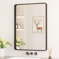 Keonjinn Black Bathroom Mirror for Over Sink, 24 x 32 Inch Matte Black Mirrors for Wall, Rounded Corner Rectangle Farmhouse Vani
