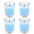 Set of 4 Babyblue Votive Candles Clear Glass Filled Unscented Soy Wax Candle for Home Spa Weddings Holiday Baby-Shower Party and