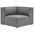 Modway Mingle Vegan Leather Sectional Sofa Corner Chair in Gray