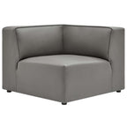 Modway Mingle Vegan Leather Sectional Sofa Corner Chair in Gray