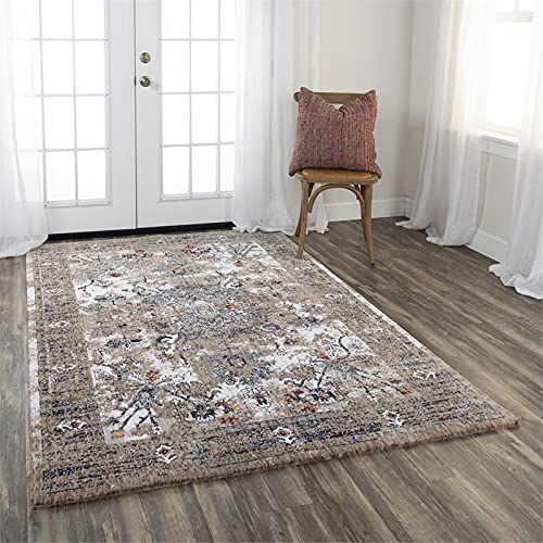 Sanction 10' X 13' Abstract Beige/White/Brown/Multi Color Power-Loomed Area Rug