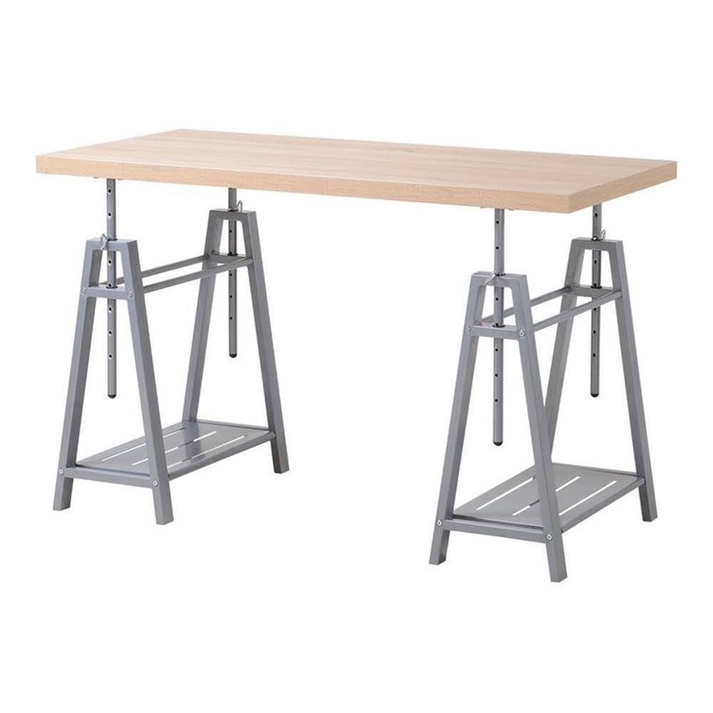 American Furniture Classics Os Home And Office Adjustable Height Writing Desk With Sturdy Metal Base, Cross Hatch Birch