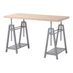 American Furniture Classics Os Home And Office Adjustable Height Writing Desk With Sturdy Metal Base, Cross Hatch Birch