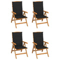 vidaXL 4X Solid Teak Wood Reclining Patio Chairs with Cushions Wooden Garden Outdoor Chair Seat Reclining Terrance Backyard Furniture