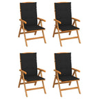 vidaXL 4X Solid Teak Wood Reclining Patio Chairs with Cushions Wooden Garden Outdoor Chair Seat Reclining Terrance Backyard Furniture