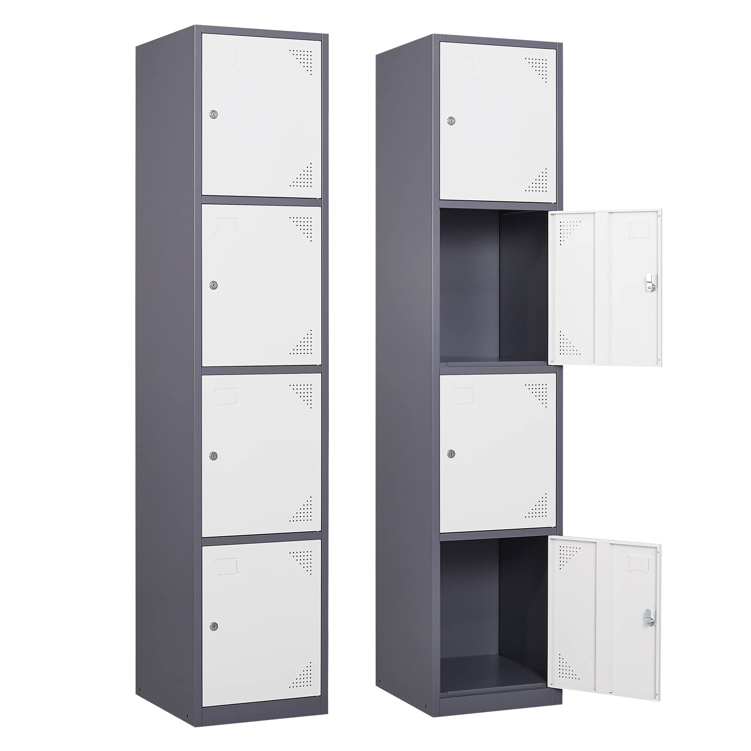 Anxxsu Metal Locker with 4 Doors, 71   Lockers for Employees Steel Storage Locker, Lockable Locker Cabinet for School, Gym, Ho