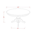 East West Furniture SHNO3-BLK-W 3 Piece Dining Room Furniture Set Contains a Round Dining Table with Pedestal and 2 Wood Seat Chairs, 42x42 Inch, Black