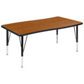 Flash Furniture Wren 28W x 47.5L Rectangular Wave Flexible Collaborative Oak Thermal Laminate Activity Table - Height Adjustable