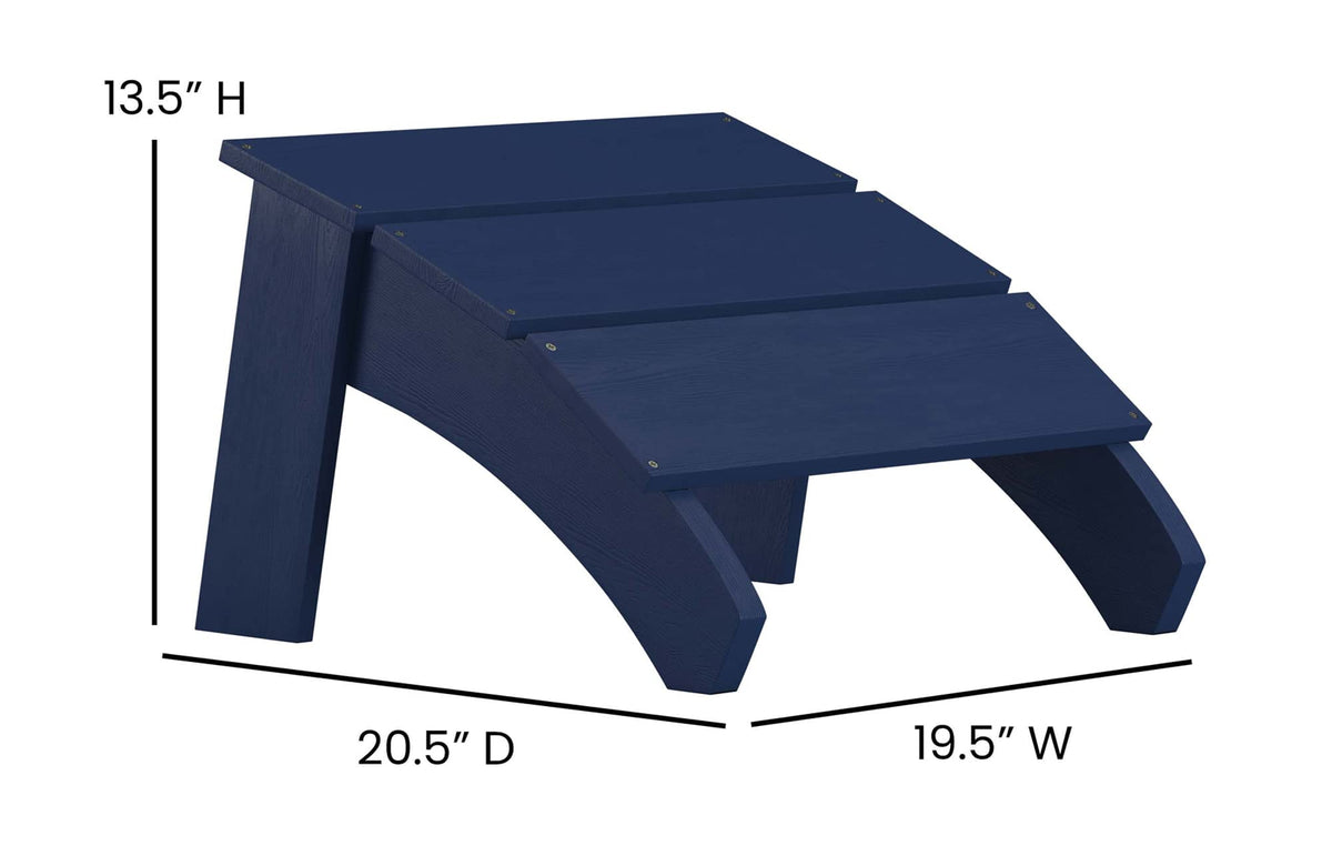 Flash Furniture Sawyer Indoor/Outdoor Commercial Grade Adirondack Ottoman - Navy All-Weather Adirondack Style Footrest