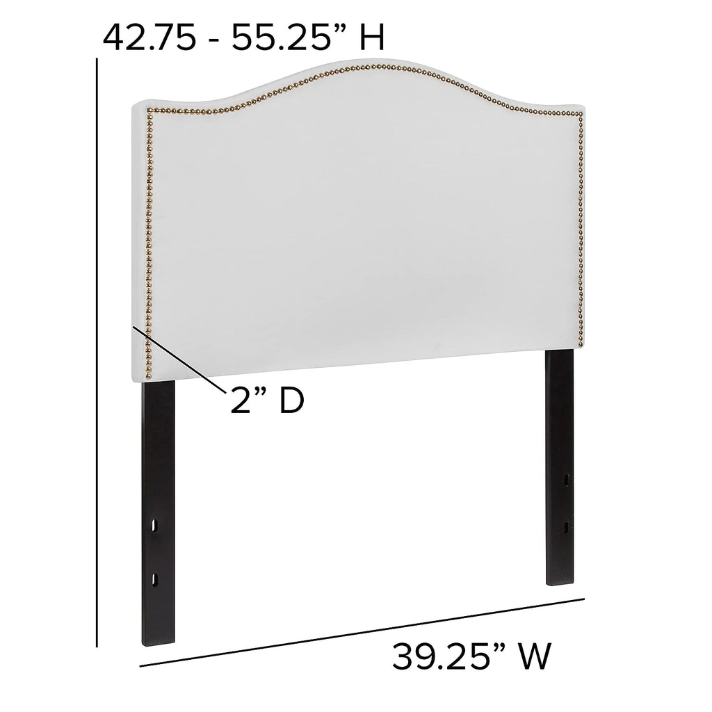 Flash Furniture Lexington Upholstered Twin Size Headboard With Accent Nail Trim In White Fabric