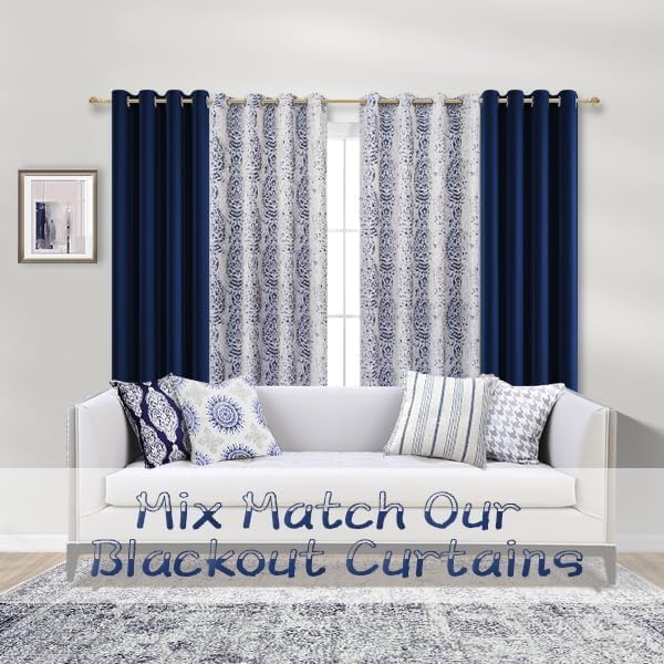 Mrs.Naturall Navy Blue Curtains 72X90 Inch Length For Bedroom 2 Panels Blackout Room Darkening Curtains