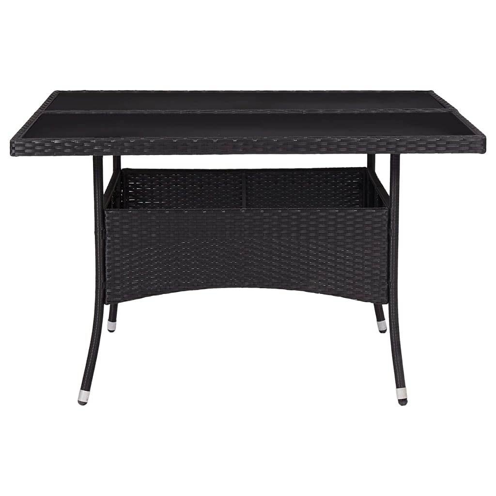 vidaXL Patio Dining Table Garden Outdoor Terrance Yard Lawn Dinner Coffee End Couch Side Table Furniture Beige Poly Rattan and Glass
