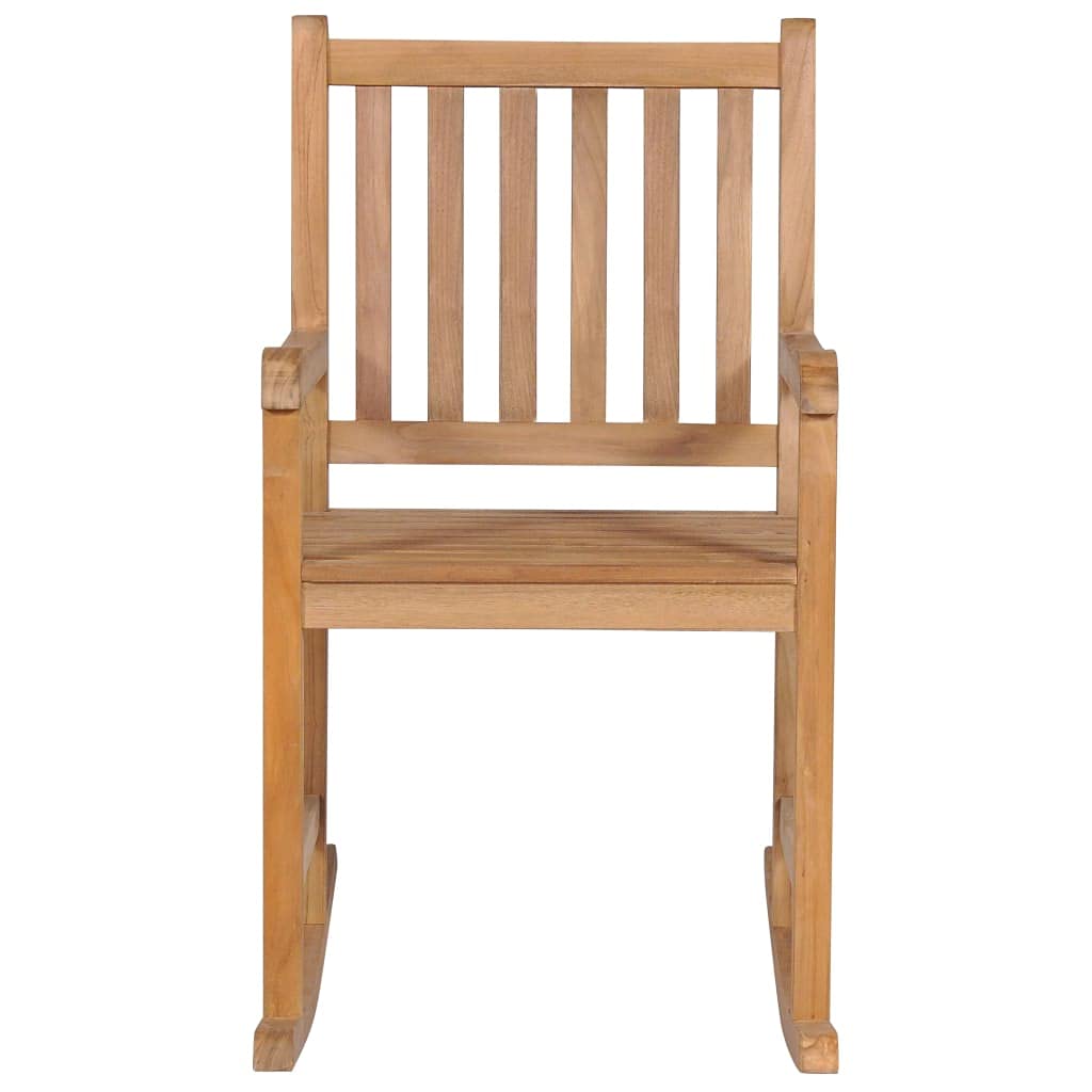 vidaXL Solid Teak Wood Rocking Chair with Cream Cushion - Weather-Resistant Indoor and Outdoor Relaxing Chair, Garden Furniture, Smooth Fine Sanded Finish, Easy-Assembly Rocker